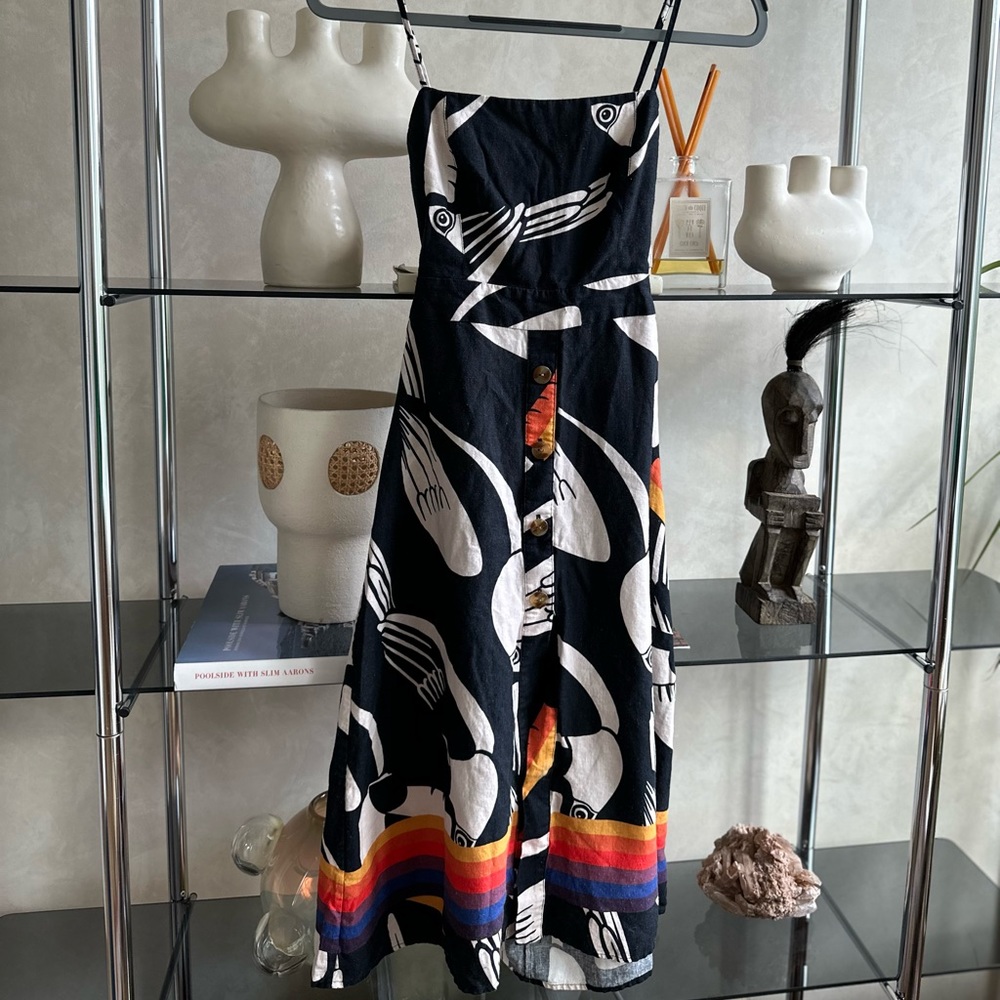 Farm Rio Toucan Tank Top Midi Dress (XS)